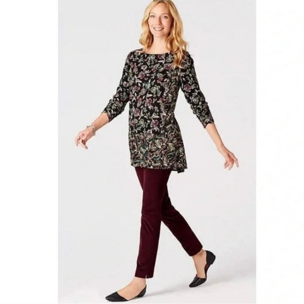 J.Jill Black Floral Popover Blouse Sz.XL
